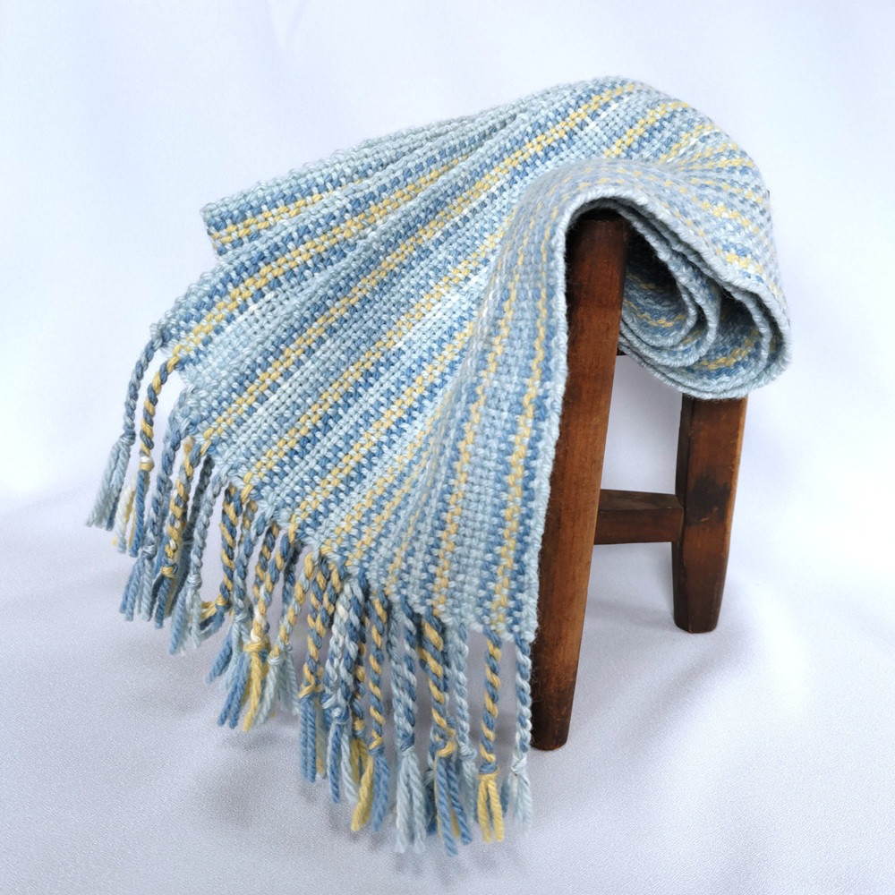 草木染毛糸の手織りマフラー　Ｍ-171　メリノウール100％/1点もの