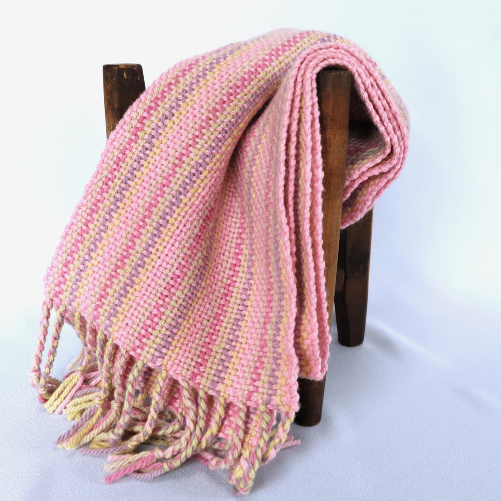 草木染毛糸の手織りマフラー　Ｍ-173　メリノウール100％/1点もの