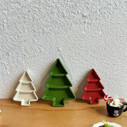 ミニチュア クリスマスツリー型プレート 1点 Sサイズ 全3色