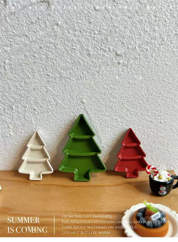 ミニチュア クリスマスツリー型プレート 1点 Sサイズ 全3色