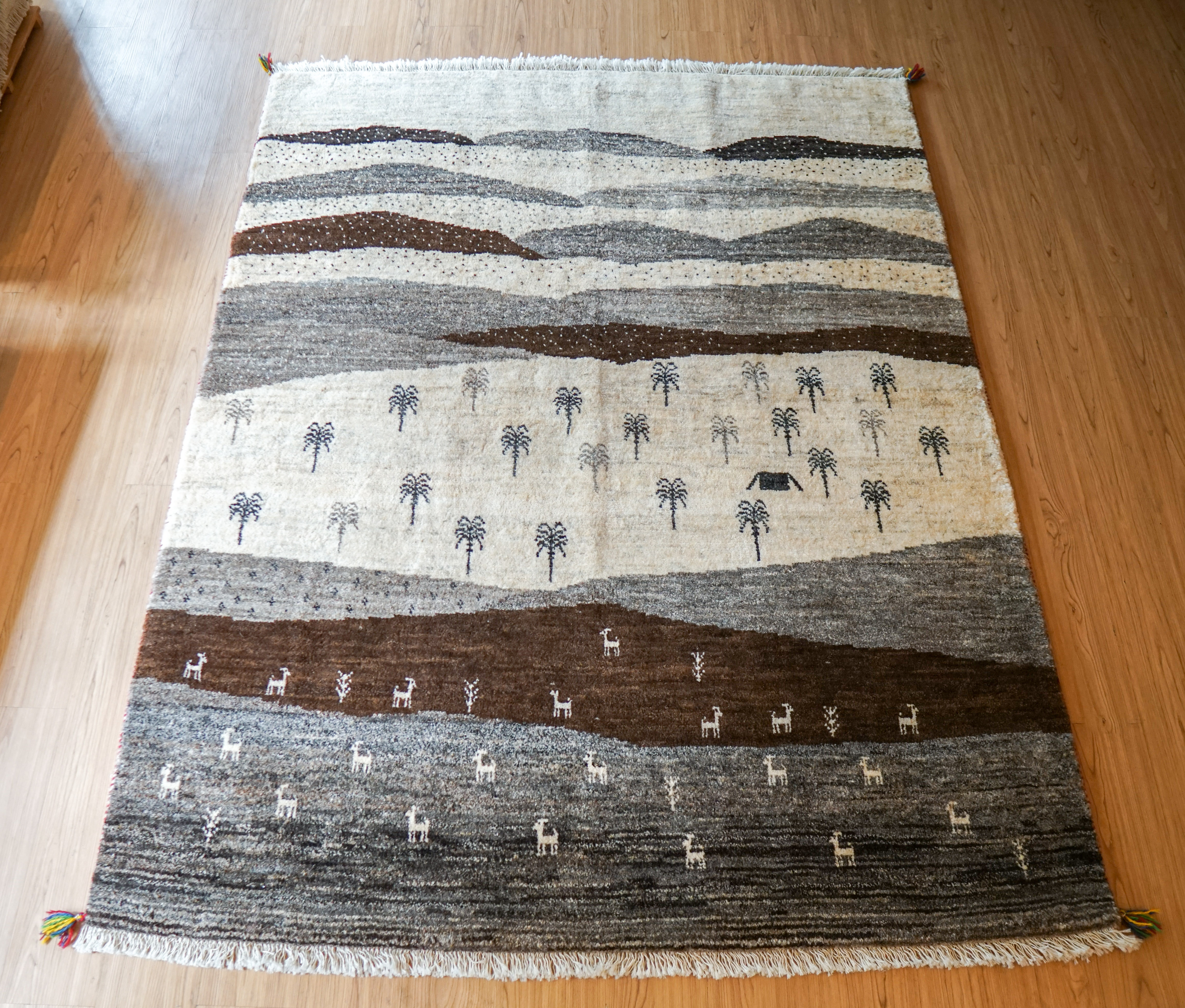 200×159cm ペルシャ絨毯 手織りギャッベ アマレ族 ギャベ