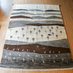 150×100cm【手織り ペルシャ絨毯ギャッベ】ギャベ 手織り絨毯