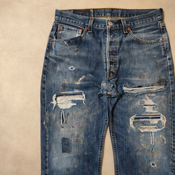 W34表記 リペアカスタム usa製 リーバイス 501 リメイクデニム