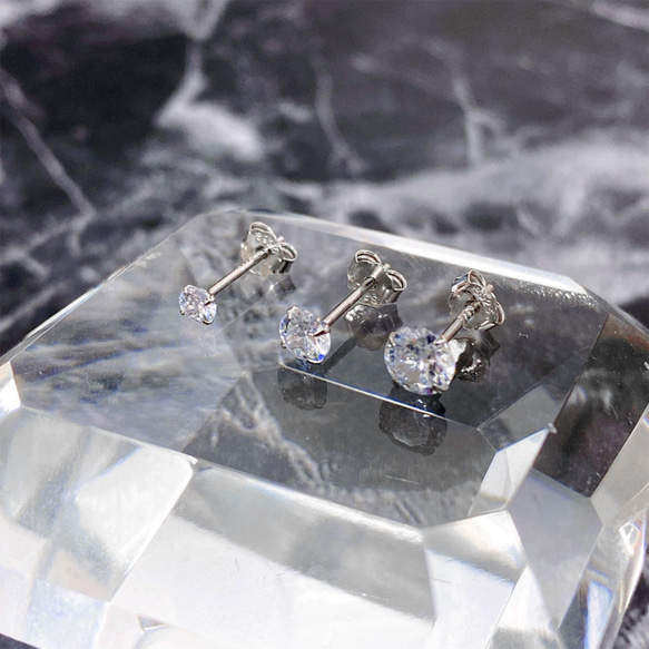 1539☆s925 3mm 4mm 5mm シルバーピアス 両耳 4本爪 シンプル 一粒