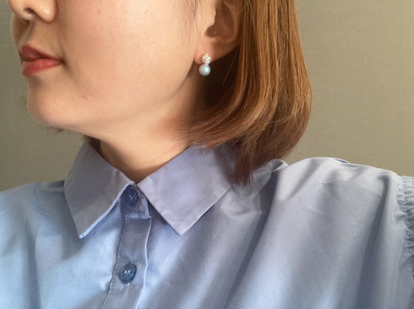 Ice blue snow man【パール/パヴェボール/ストーン/ブルー/春/冬/青/プレゼント/プチギフト】 3枚目の画像