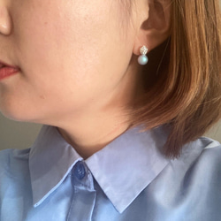 Ice blue snow man【パール/パヴェボール/ストーン/ブルー/春/冬/青/プレゼント/プチギフト】 2枚目の画像