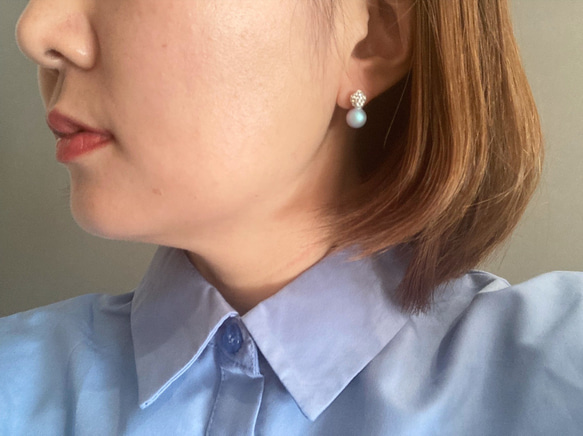 Ice blue snow man【パール/パヴェボール/ストーン/ブルー/春/冬/青/プレゼント/プチギフト】 2枚目の画像