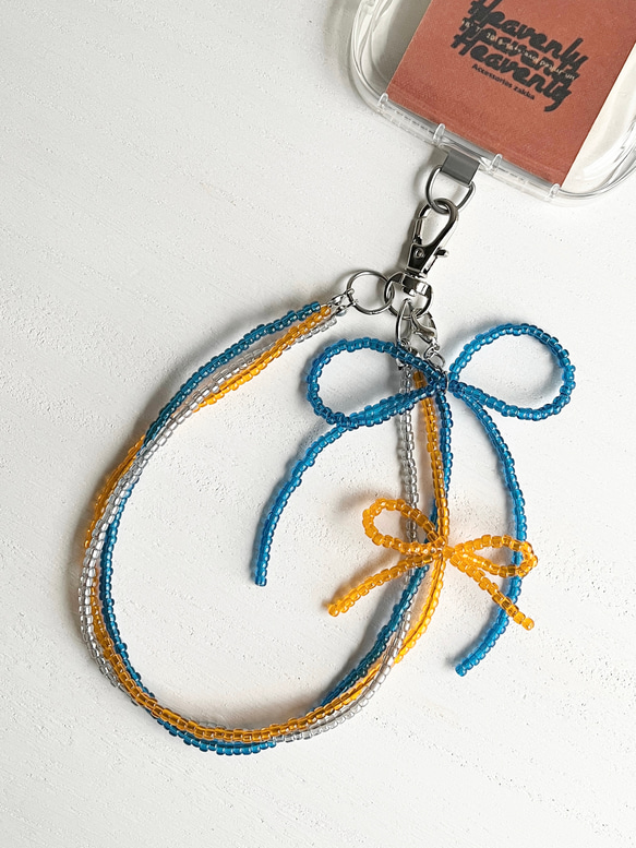〔 NEW 〕 Phone Strap（（ ribbon ⌇ハンドストラップ スマホストラップ りぼん クリア カラフル 5枚目の画像