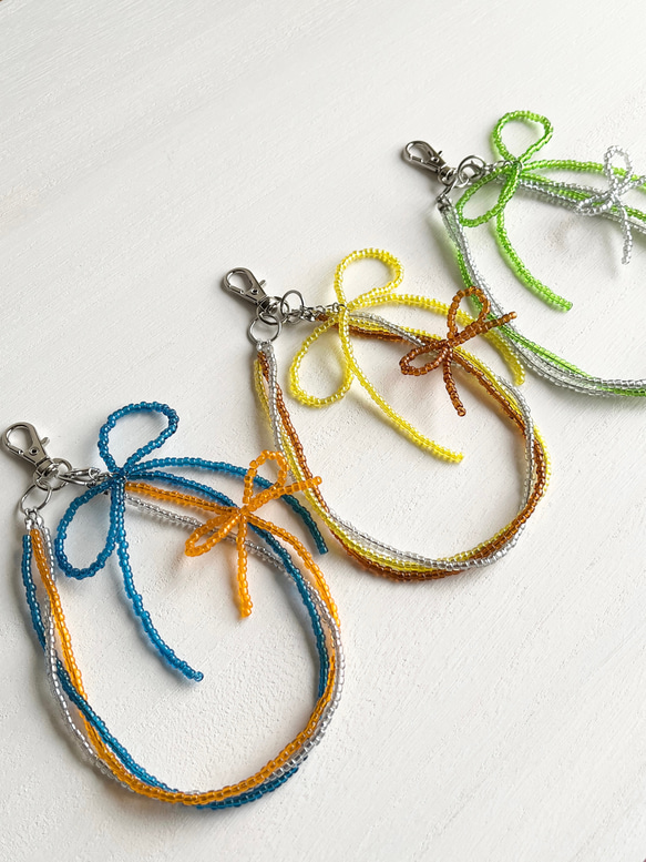 〔 NEW 〕 Phone Strap（（ ribbon ⌇ハンドストラップ スマホストラップ りぼん クリア カラフル 8枚目の画像