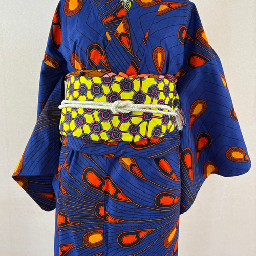 アフリカ布 浴衣 孔雀柄 裄長め 浴衣 amy 通販 20006689｜Creema(クリーマ)