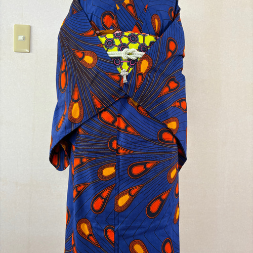 アフリカ布 浴衣 孔雀柄 裄長め 浴衣 amy 通販 20006689｜Creema(クリーマ)