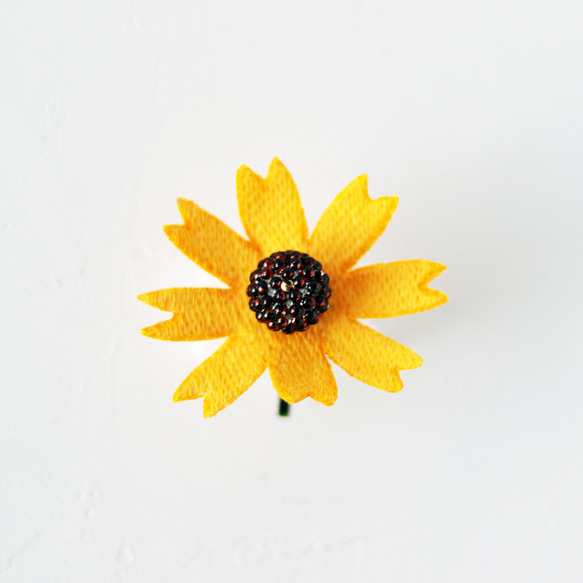 秋色きらめく立体刺繍ルドベキアのポニーフック 2枚目の画像