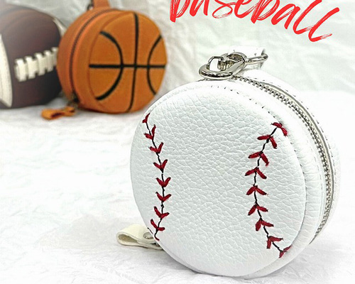 野球ボール 丸型ミニポーチ バッグ キーホルダー ベースボール 部活