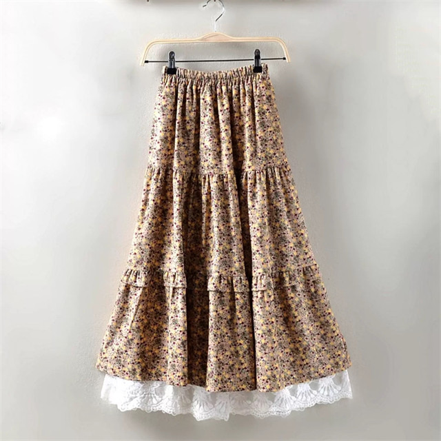 秋冬 裏地付き ギャザースカート ロングスカート ゴム仕様  ギフト