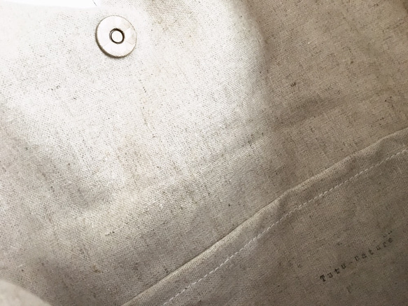 【数量限定】新作★グレー北欧花★トライアングルバック　綿麻　 6枚目の画像