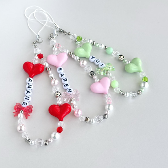文字変更OK｜名前入りビーズストラップ／推し活ネームキーホルダー