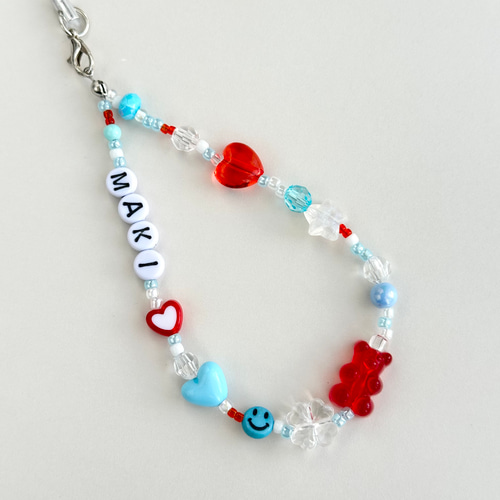 文字変更OK｜名前入りビーズストラップ／推し活ネームキーホルダー
