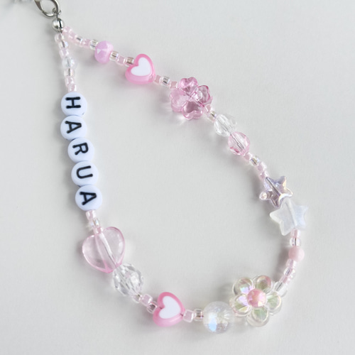 文字変更OK｜名前入りビーズストラップ／推し活ネームキーホルダー