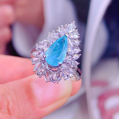 天然パライバトルマリン　リング 華奢」1.21ct天然パライバトルマリンリング 天然ダイヤモンド K18