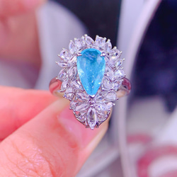 華奢」1.21ct天然パライバトルマリンリング 天然ダイヤモンド K18