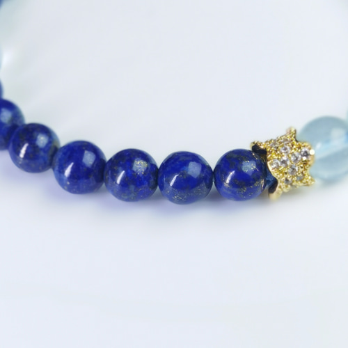 2つの天然青宝石「ラピスラズリ*アクアマリン」 ブレスレット