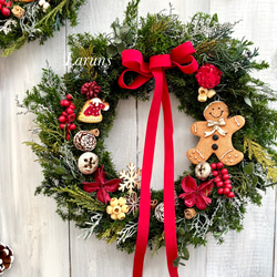 ボタニカルクリスマスリース ハーフムーンタイプ ピメント唐辛子と