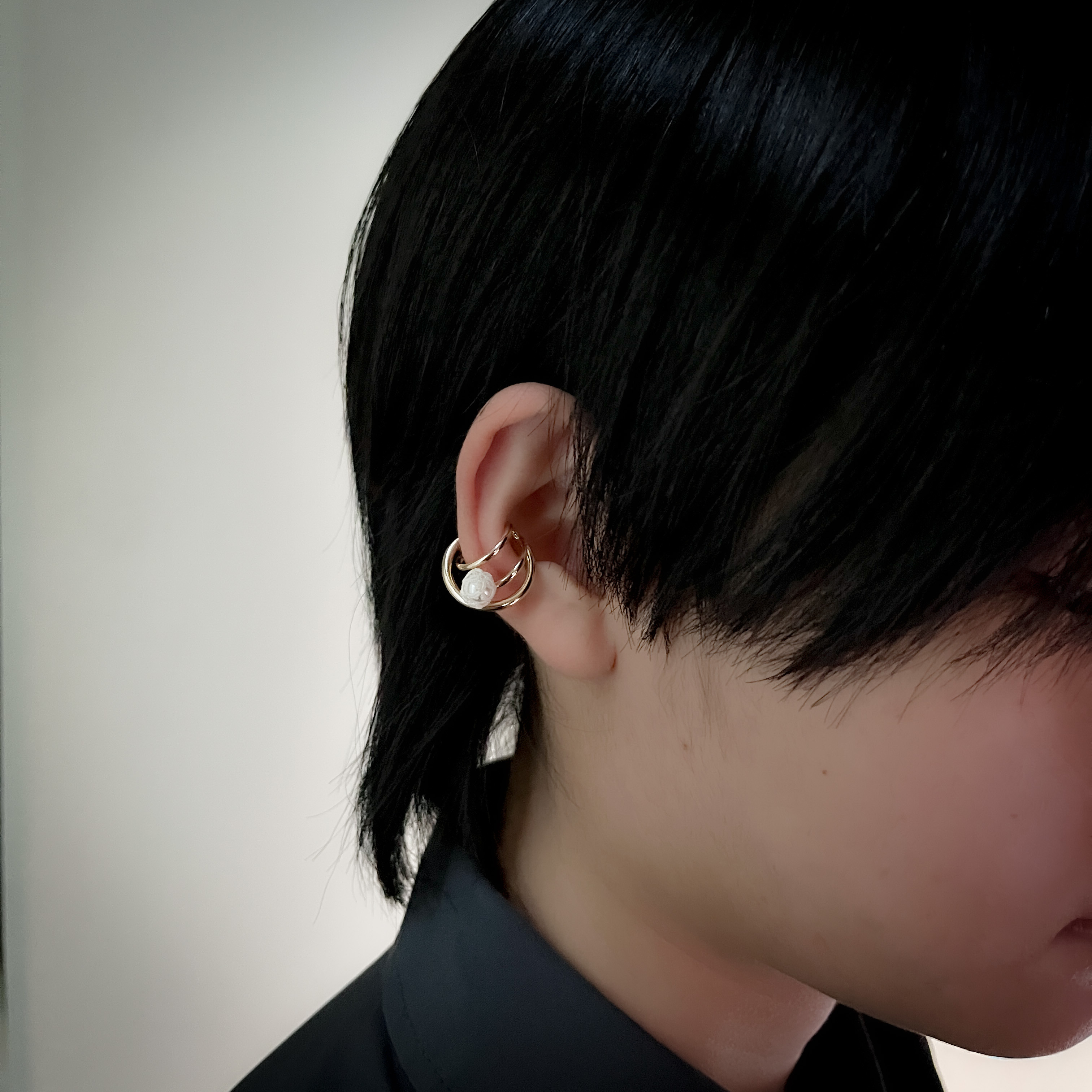 【Creema限定】重ね付けしたくなるピアス・イヤリングと、選べるイヤカフのセット　右耳推奨イヤーカフ　一粒ピアス