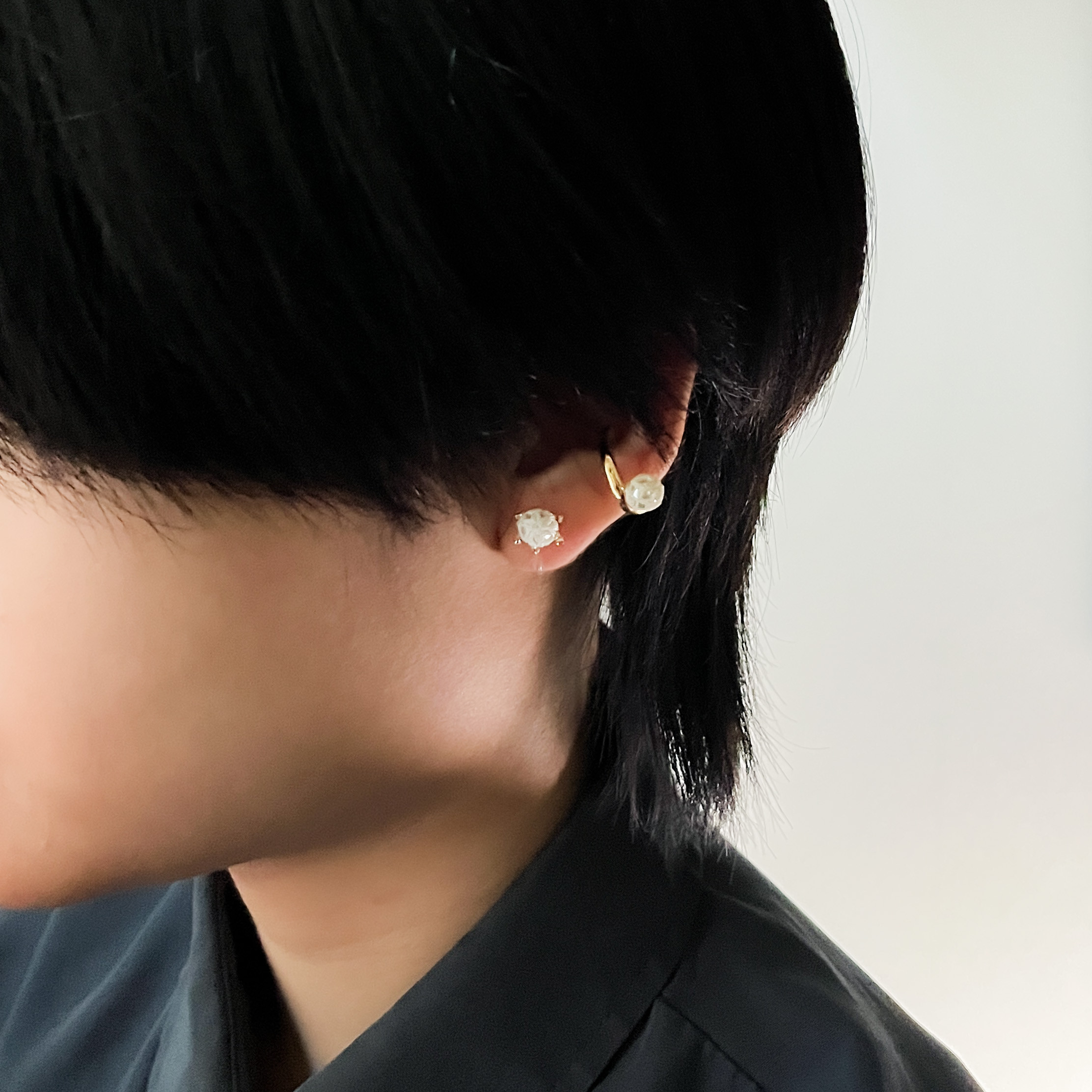 【Creema限定】重ね付けしたくなるピアス・イヤリングと、選べるイヤカフのセット　イヤーカフ　一粒ピアス