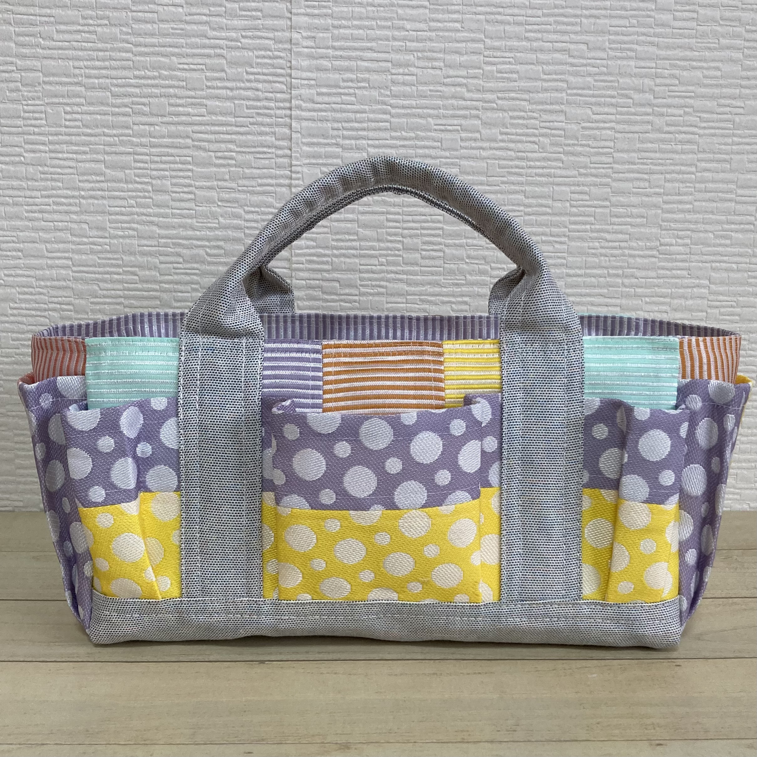 カラフル虹色畳ヘリの横長トートバッグ