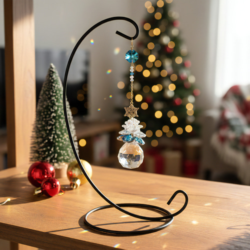 置き型☆青いモミの木のサンキャッチャー（高品質クリスタル使用・受注