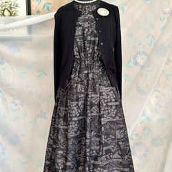 着物リメイク 黒留袖ドレス ギャザースリーブ Aライン ハンドメイド