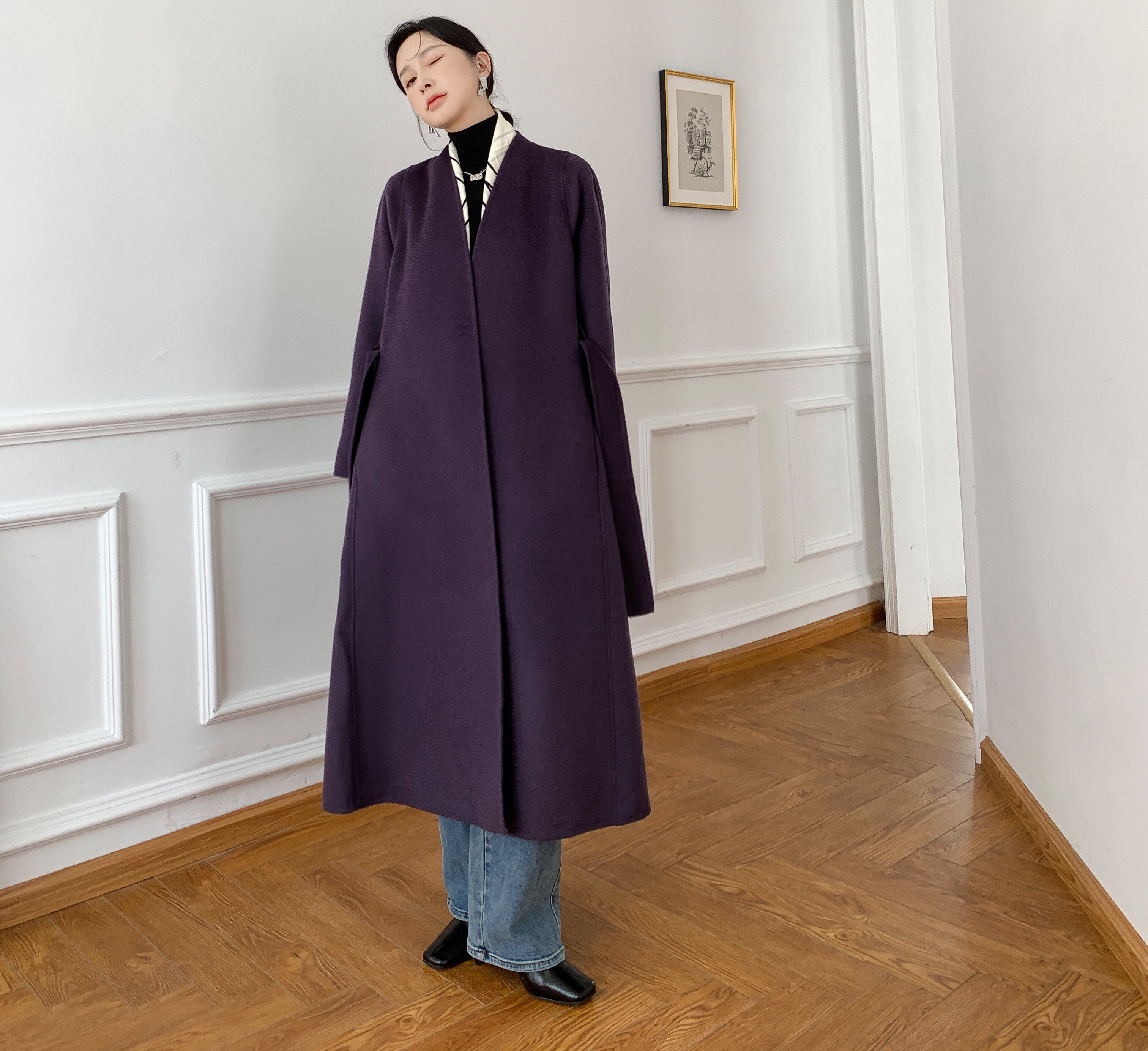 【全15色】【ウール100％】　優しい艶感あり　リバーシブル生地　手縫いコート☆オーダーメイド可