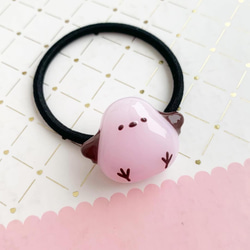 2873】ピンクシマエナガヘアゴム(B-15)レジンヘアアクセサリー