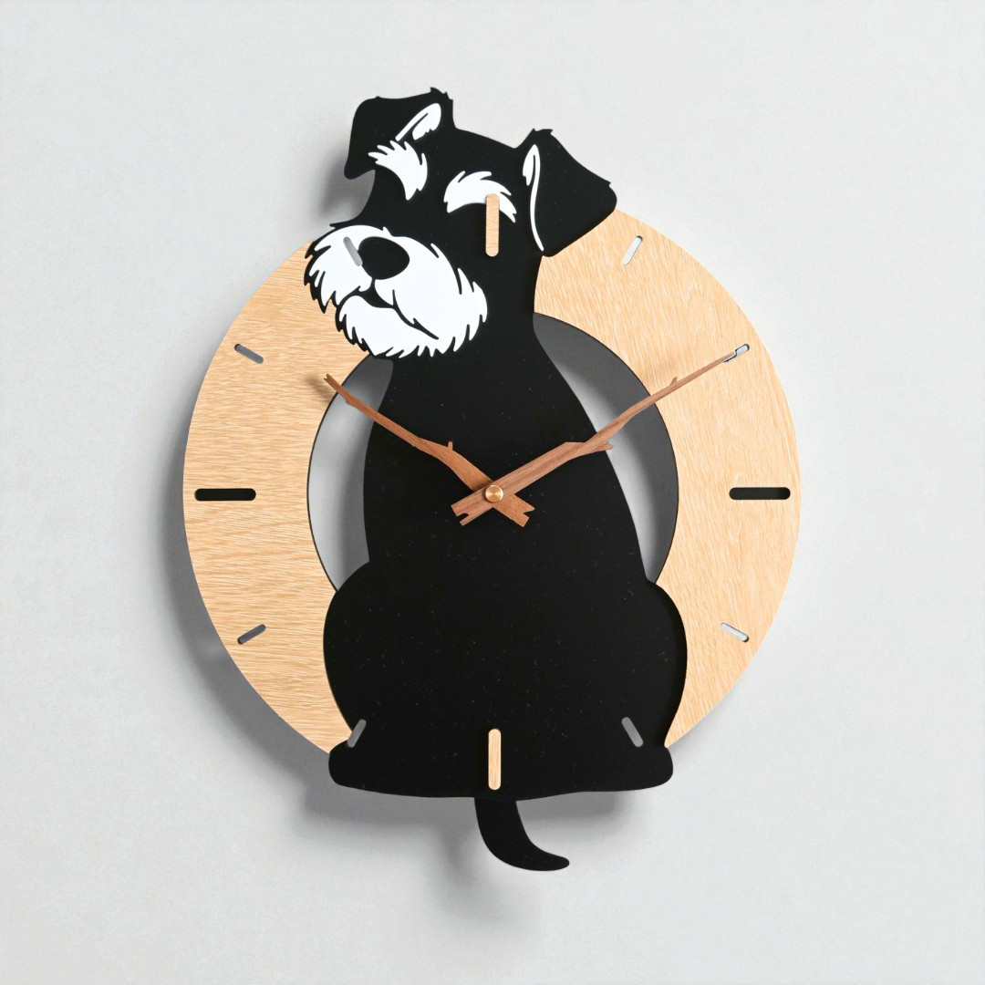 ふりふりわんこ時計_ミニチュアシュナウザー