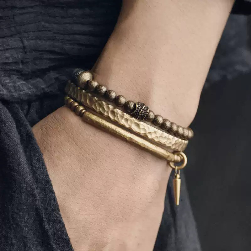 ◤ Refined ◢ 火山石・黄銅ビーズブレスレット セット