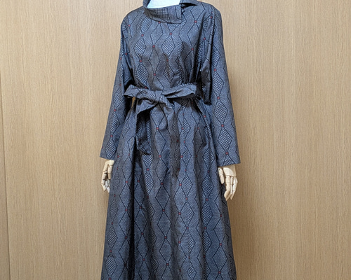 SOLD 着物リメイク ワンピース 大島紬 L〜LL ワンピース さらあお 通販