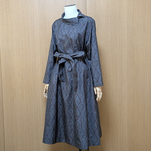 SOLD 着物リメイク ワンピース 大島紬 L〜LL ワンピース さらあお 通販