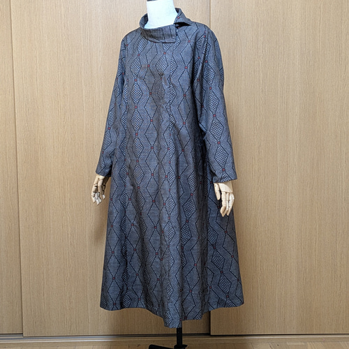 SOLD 着物リメイク ワンピース 大島紬 L〜LL ワンピース さらあお 通販