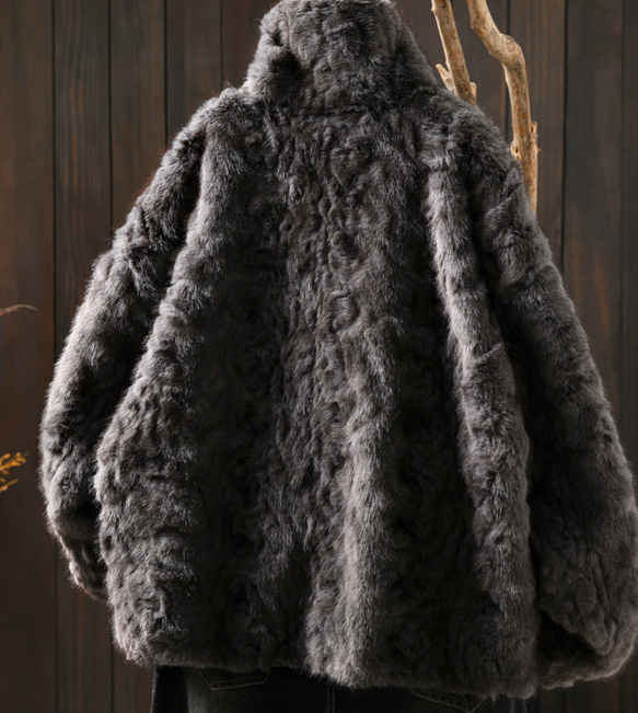 受作｜リバーシブル レザー&ファー ジャケット レディース 2WAYショート 防寒 大人カジュアル  冬 アウター 9枚目の画像