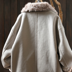 受作｜リバーシブル レザー&ファー ジャケット レディース 2WAYショート 防寒 大人カジュアル  冬 アウター 17枚目の画像