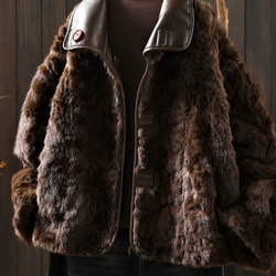 受作｜リバーシブル レザー&ファー ジャケット レディース 2WAYショート 防寒 大人カジュアル  冬 アウター 8枚目の画像