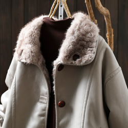 受作｜リバーシブル レザー&ファー ジャケット レディース 2WAYショート 防寒 大人カジュアル  冬 アウター 6枚目の画像