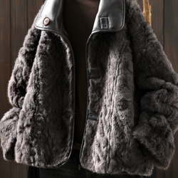 受作｜リバーシブル レザー&ファー ジャケット レディース 2WAYショート 防寒 大人カジュアル  冬 アウター 7枚目の画像