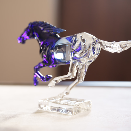 ガラスの干支 午 「 駿 (大・ブルー) 」 馬 お正月 縁起物 その他置物