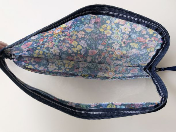 ペンケース　歯ブラシケース　L字ファスナー　クリアポーチ　クラシックガーデン　リバティ　ラミネート　♡定番柄の見事な饗宴 6枚目の画像