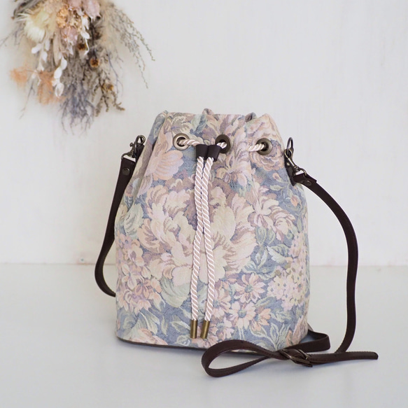 シアタープロダクツ 花柄　パイルジャガード ショルダーバッグ 巾着 シアタープロダクツ 花柄 パイルジャガード ショルダーバッグ 巾着