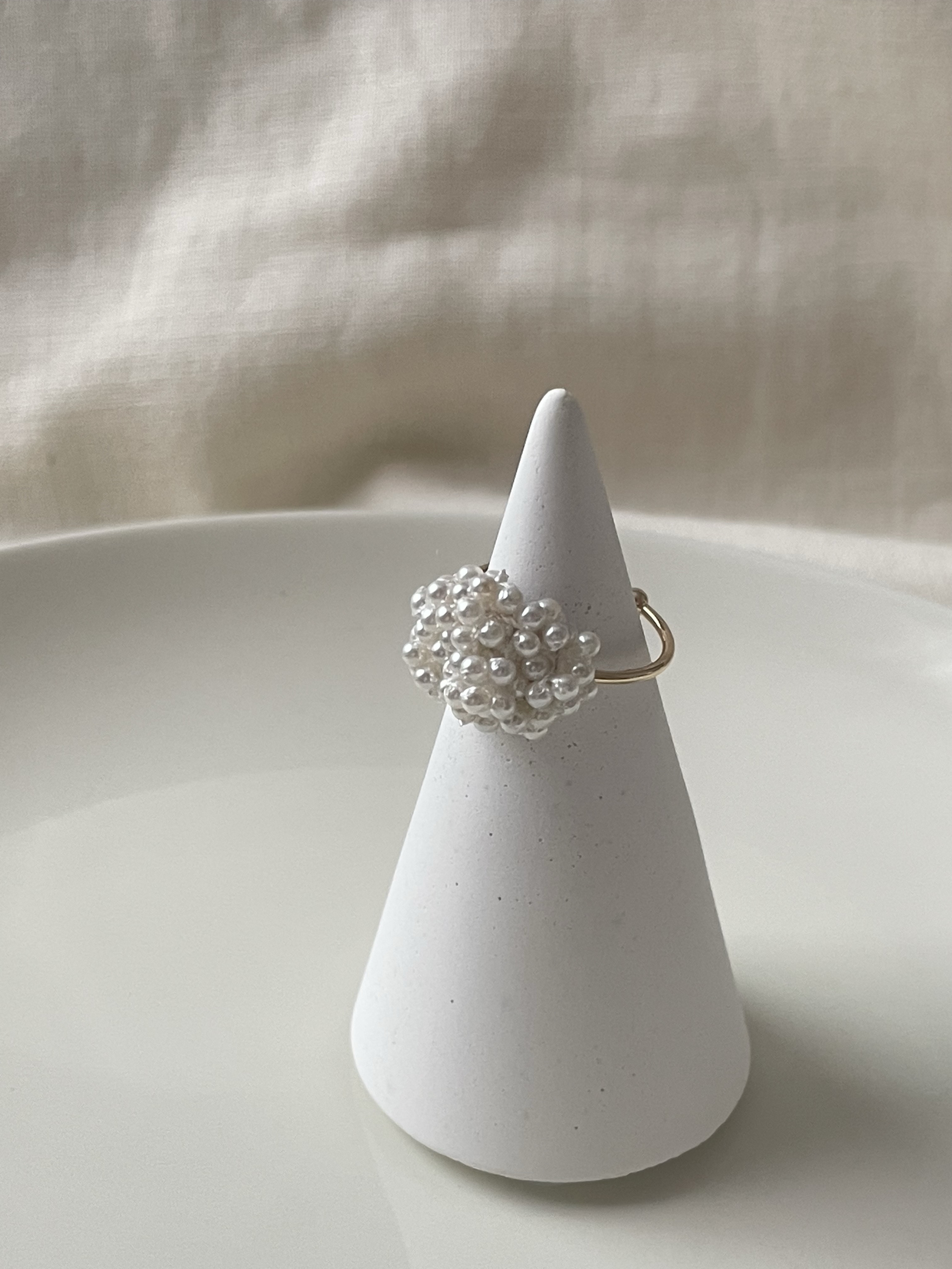 星雫 ― 淡水パールのリング　サージカルステンレス　天然石