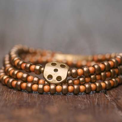 ◤ Refined ◢  リーブシェルファインビーズマルチレイヤーブレスレット