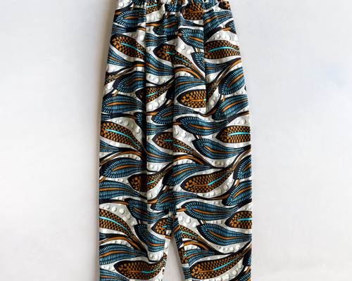 アフリカンワックスプリント タックパンツ Snow flower ロングパンツ