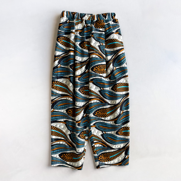 アフリカンワックスプリント タックパンツ Snow flower ロングパンツ